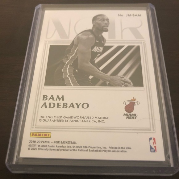 2019 Panini Noir Jumbo Material Ban Adebayo Card - Picture 2 of 2